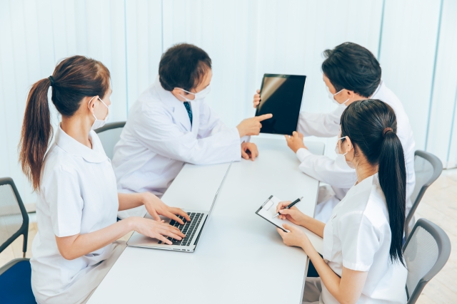 朝礼と診療準備